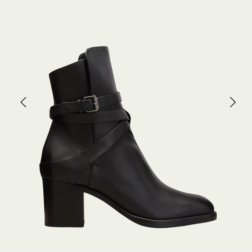 Christian Louboutin Black Ankle Boots with Red Soles New In Box Size 38 - Picture 2 of 3